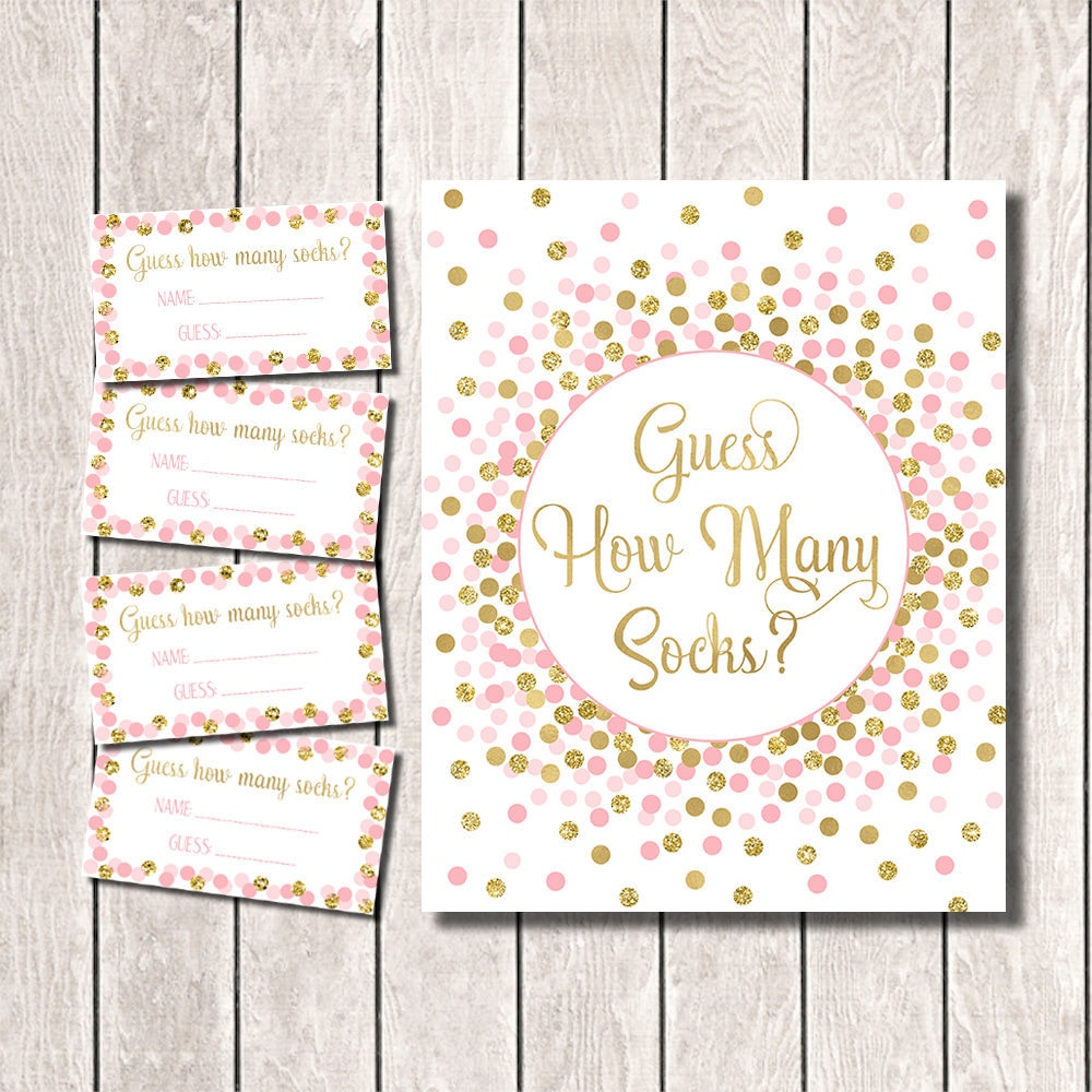 Guess How Many Socks Sign Printable Baby Shower Game Pink and - Etsy