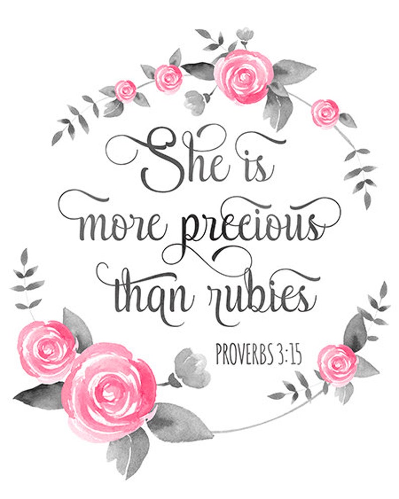 Bible Verse Print She Is More Precious Than Rubies Proverbs Etsy