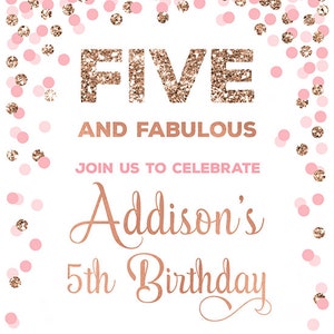 5th Birthday Invitations Printable Five and Fabulous Invitation ...