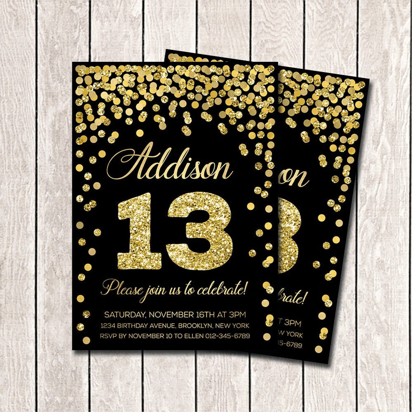 13th Birthday Invitations Personalized Girl Birthday Invites Etsy