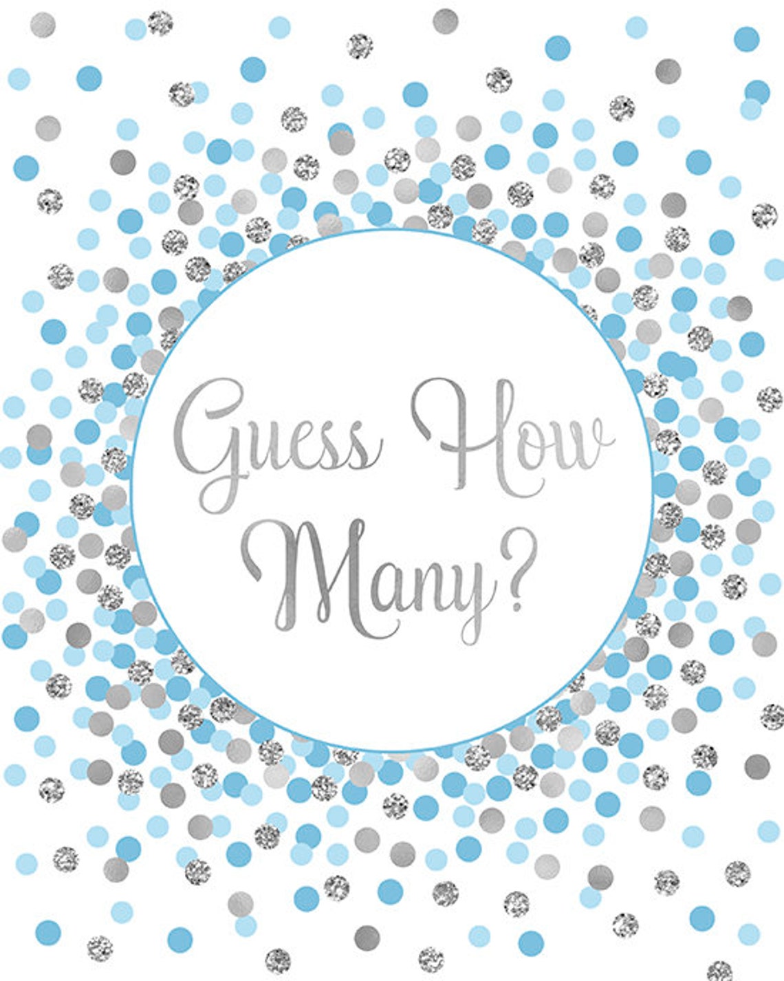Guess How Many Sign Printable Baby Shower Sign Light Blue And | Etsy