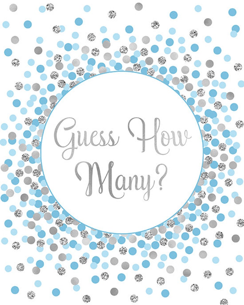 Guess How Many Sign Printable Baby Shower Sign Light Blue and Etsy