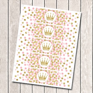 Princess Birthday Party Bottle Labels Little Princess Birthday Party Decorations Pink And Gold Labels Girl Birthday Party