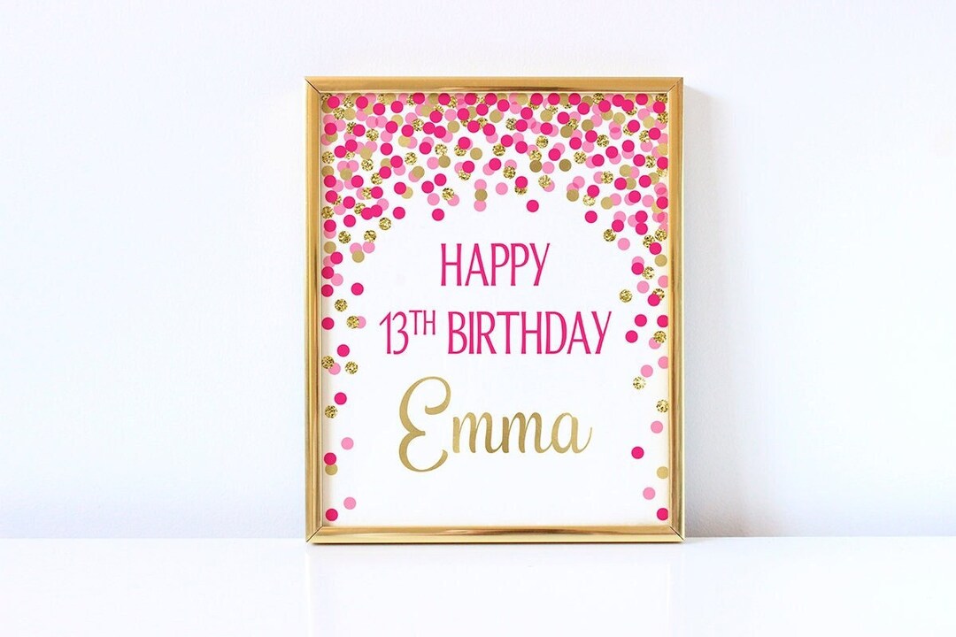 Personalized Happy Birthday Sign Girl Birthday Celebration Hot Pink and ...