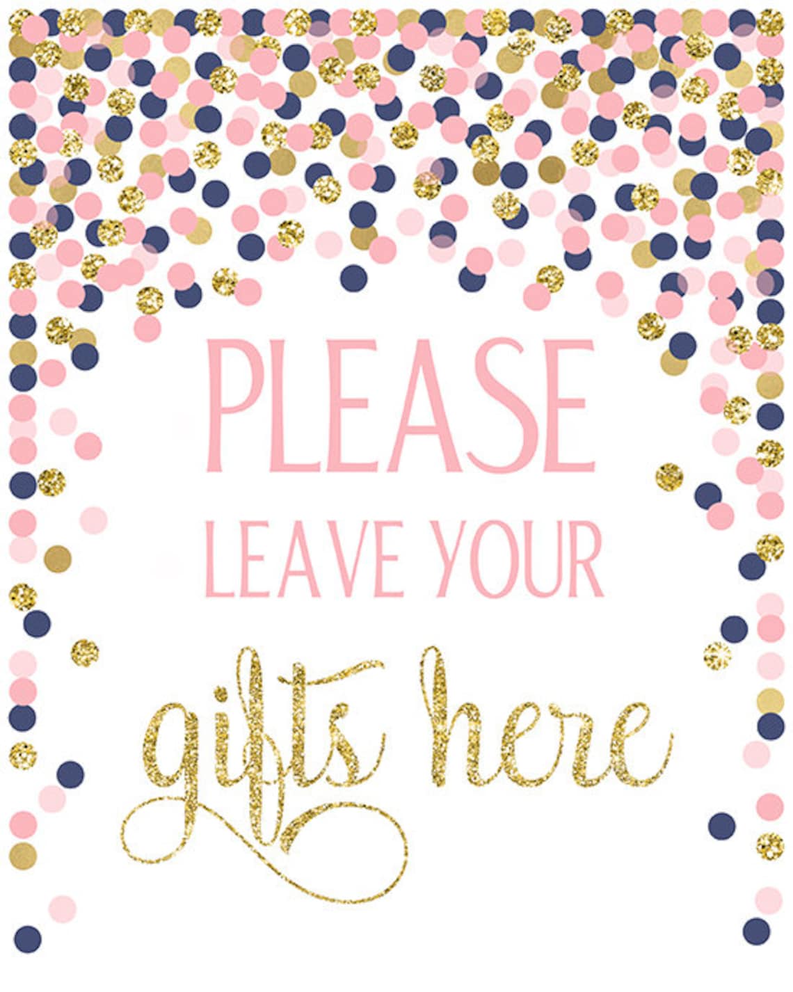 Please leave your gifts here sign printable Pink Navy blue and Etsy