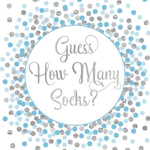 Guess How Many Socks Are in the Bottle Game Printable Baby Shower Blue ...