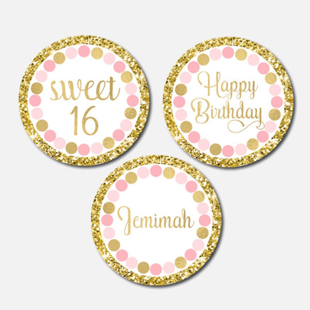 Cupcake-Topper Zum 16. Geburtstag, 24 Stück, Glitzernd, Gold, Mit 'Hello 16' & 'Sweet 16' Aufdruck