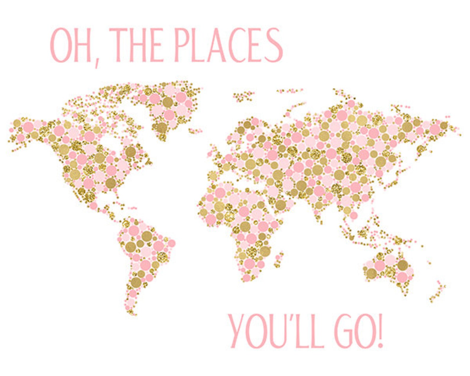 World Map Printable Oh the Places Youll Go World Map Print | Etsy