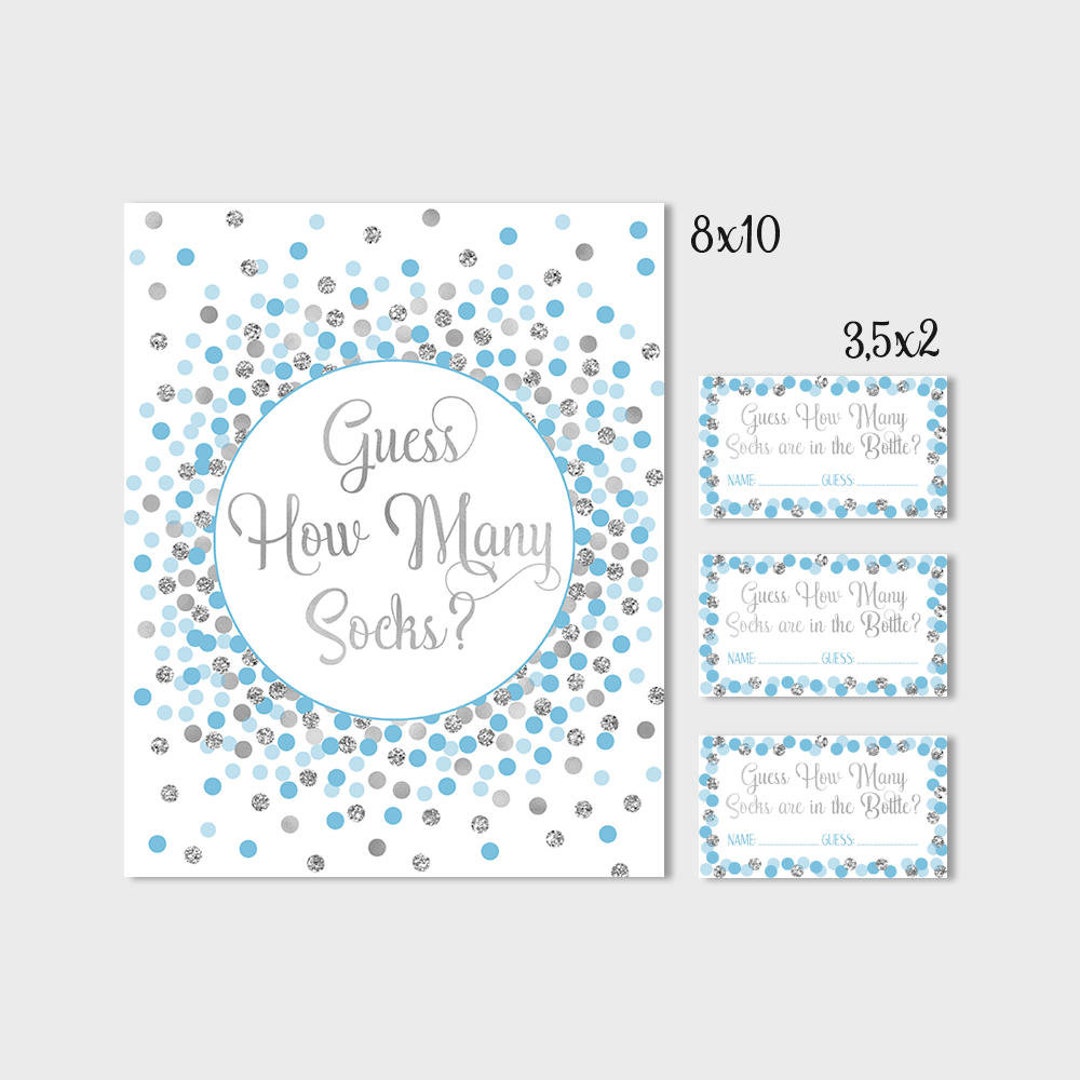 Guess How Many Socks Are in the Bottle Game Printable Baby Shower Blue ...