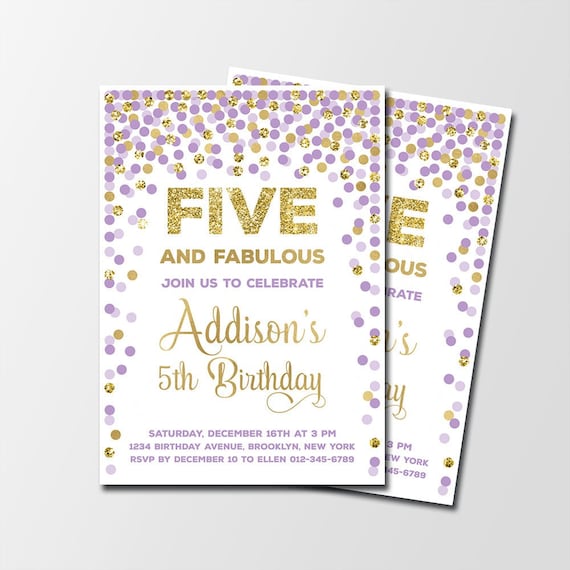 Buy Personalized 5th Birthday Invitation Five and Fabulous