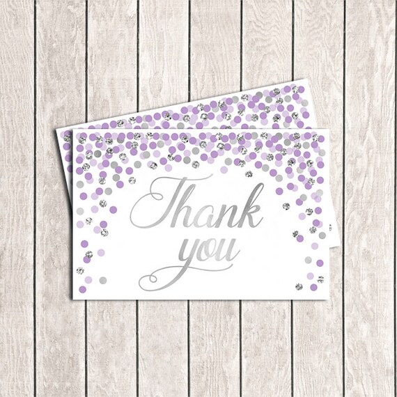 Purple and Silver Thank You Cards Printable 4x6 Lavender Baby - Etsy