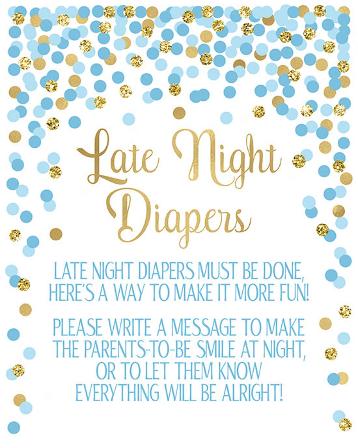 Late Night Diapers Sign Printable Boy Baby Shower Games Blue - Etsy