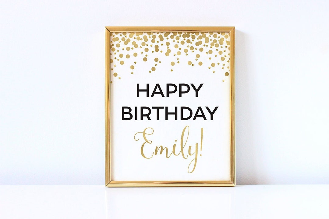 Happy Birthday Sign Printable Birthday Party Sign Gold Confetti Party ...