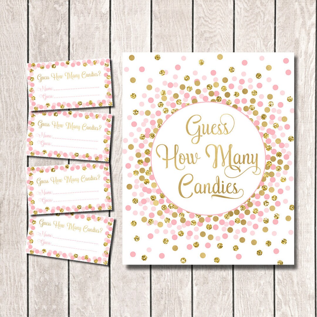Guess How Many Candies Game Printable Girl Baby Shower Guessing Game ...