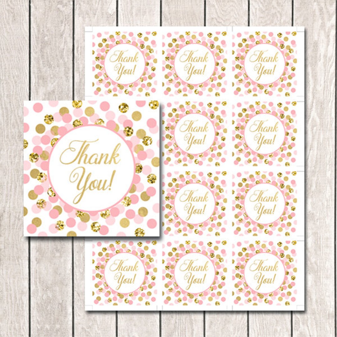 Pink & Gold Glitter Confetti Thank You Tags - Printable Wedding Baby Shower  Birthday Baptism Chalkboard Favor Tags - Stickers - 2 Labels – CraftyKizzy