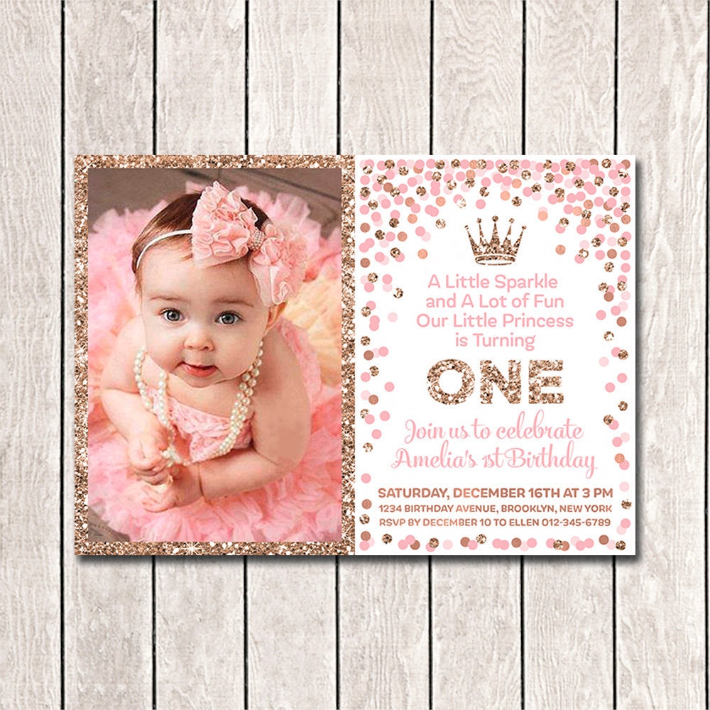 Girl 1st Birthday Invitation Personalized Girl Birthday Etsy