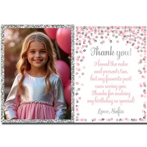 Rosa Silber Geburtstag Dankeskarten Personalisierte Dankeschöns Mädchen Geburtstag Danke Fotokarten