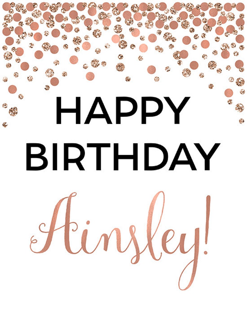 Rose Gold Happy Birthday Sign Printable Happy Birthday Poster | Etsy