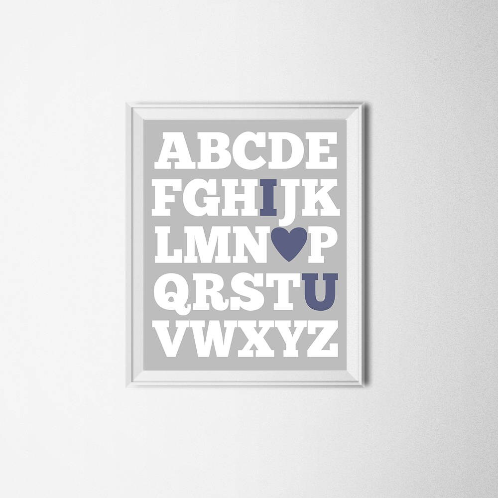 Home & Living Wall Décor 8x10 ABC I Love you Printable Blue & Pink  etna.com.pe
