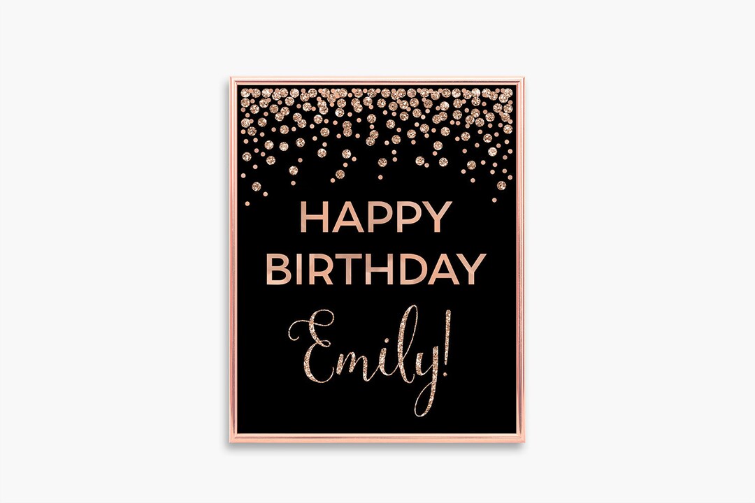 Happy Birthday Sign Printable Birthday Party Sign Rose Gold and Black ...