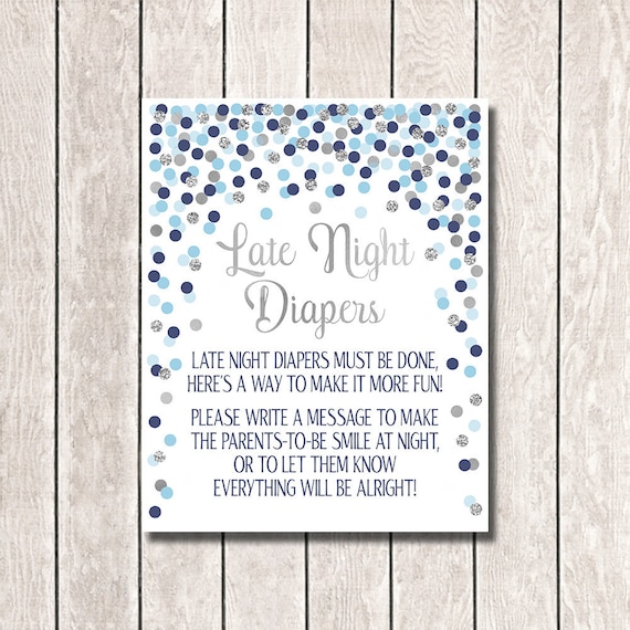 Late Night Diapers Game Printable Baby Boy Shower Game Blue Navy
