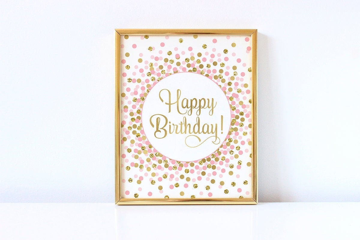 Calculs Happy Birthday Bilderrahmen – Goldener Schwebeframe Mit Austauschbarem Papier, 25,4 Cm, Für Tischdekoration & Fotohalter