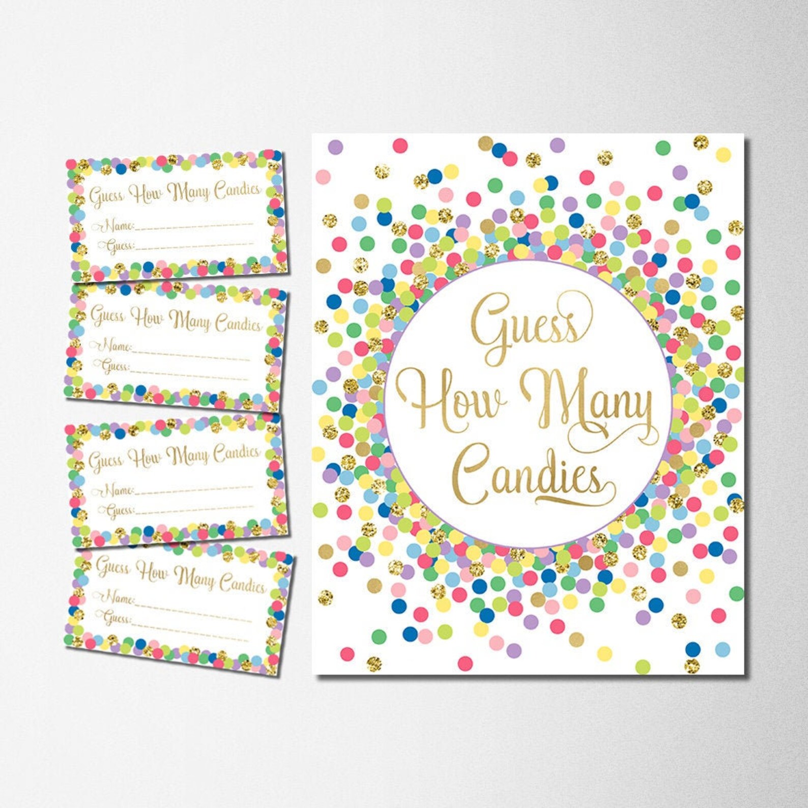 Guess How Many Candies Game Printable Baby Shower Guessing - Etsy