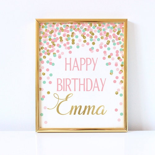 Happy Birthday Sign Printable Girl Birthday Party Sign 1st - Etsy