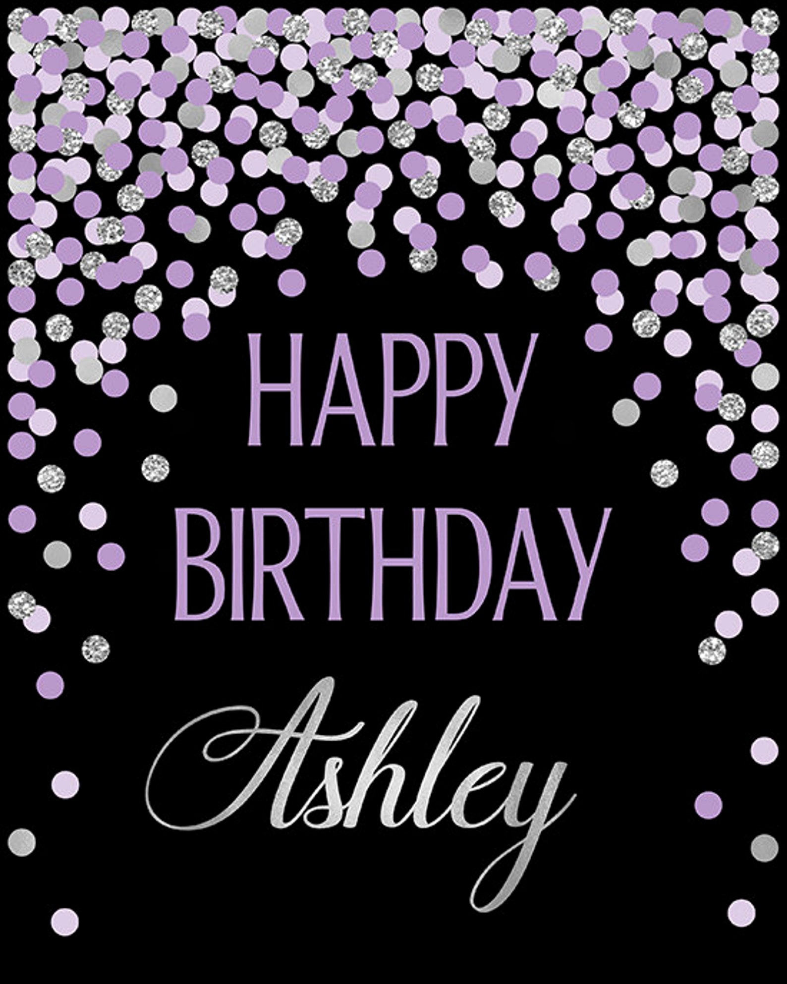 Personalized Happy Birthday Sign Purple and Silver Birthday | Etsy