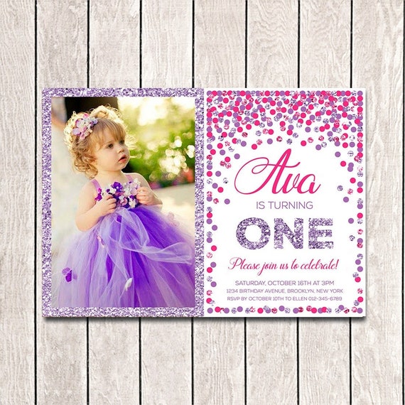 First Birthday Photo Invitation Birthday Invitations for Girl Etsy