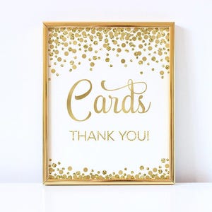 Kaarten met bord afdrukbare gouden confetti feestdecoraties Cadeau tafel bord Kaarten print Bruiloft babyshower verjaardagsfeestje borden