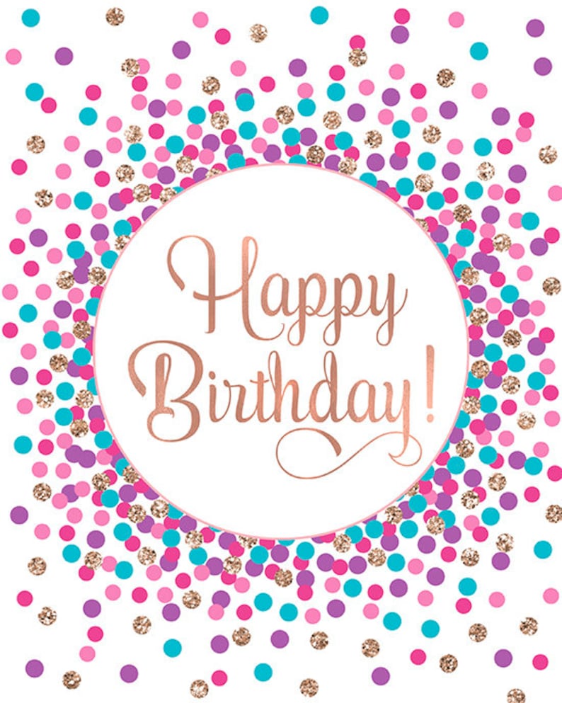 Happy Birthday Sign Printable Purple Pink Teal Rose Gold - Etsy