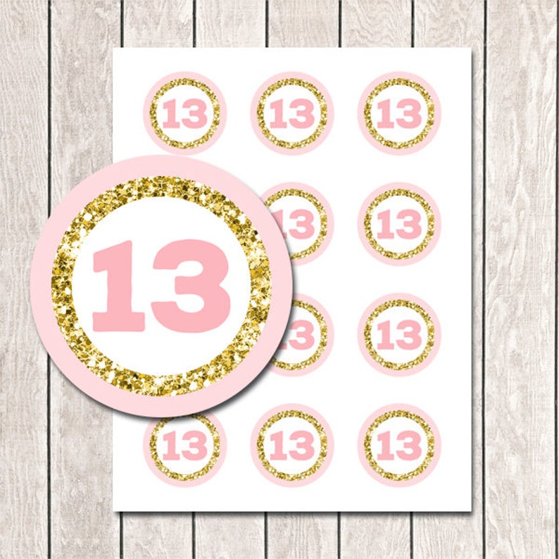 13th birthday round tags gift bag tags favor tags printable etsy