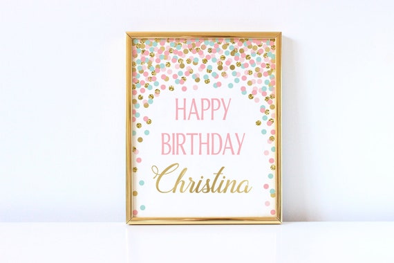 Personalized Happy Birthday Sign Girl Birthday Party Sign Pink | Etsy