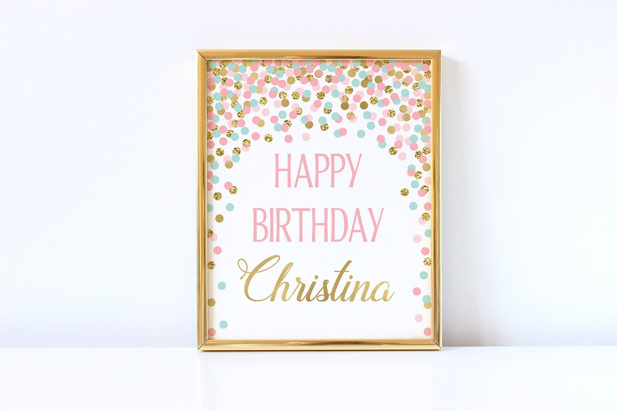 Happy Birthday Sign Printable Girl Birthday Party Sign 1st | Etsy