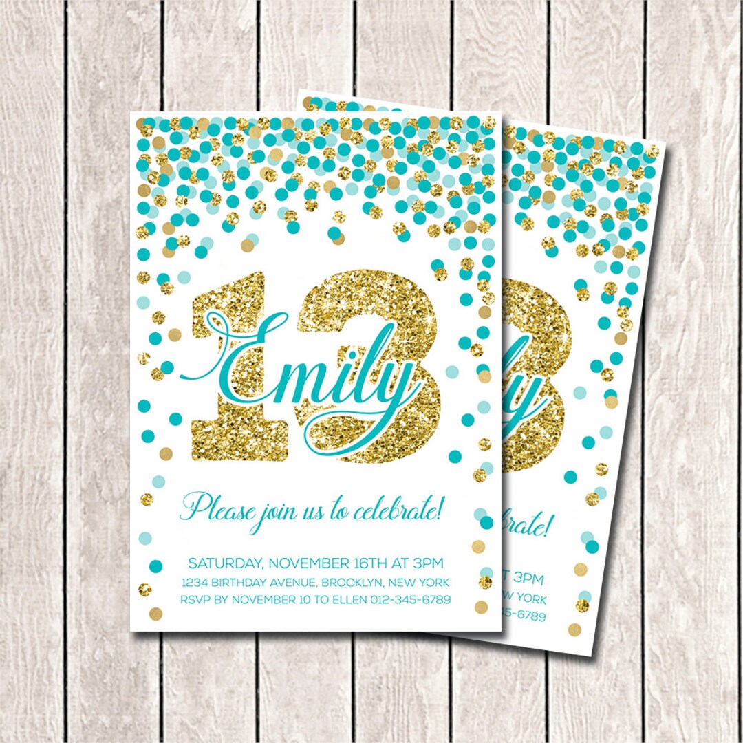 13th Birthday Invitations for Girl Personalized Invitation - Etsy
