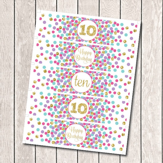 Thank You For Coming To My Party! Favor Tags Printable Pink Teal Gold  Glitter Birthday Party Thank You Tags