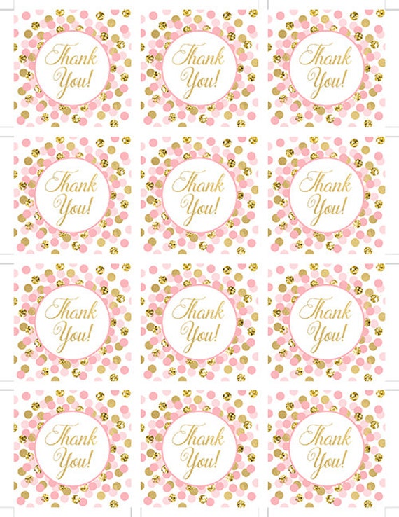 Wave Hot Pink Gold  Printable Thank You Favour Tag Template – Black Bow  Studio
