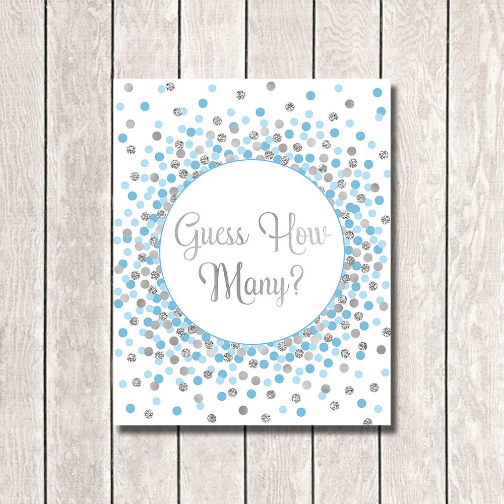 Guess How Many Sign Printable Baby Shower Sign Light Blue And | Etsy
