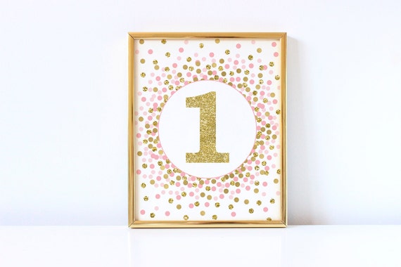 Number 1 Sign 1st Birthday Party Decor 1st Birthday Party Sign Pink Gold  Glitter Number One Sign Girl Birthday Party Decorations