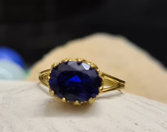 Lab Grown Sapphire Ring: 14k Gold Filled Oval Gemstone Ring