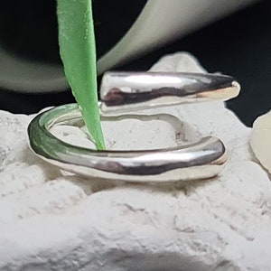 Sterling Silver Cross Ring: Minimalist Adjustable Open Ring
