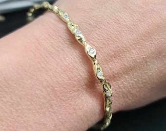 Gold Filled Birthstone Bangle Bracelet: Custom Gemstone Jewelry