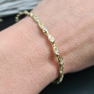 Gold Filled Birthstone Bangle Bracelet: Custom Gemstone Jewelry
