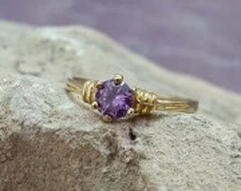 Gold Filled Amethyst Ring: February Birthstone Stackable Ring