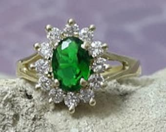 Engagement Ring, Promise Gold ring, Kate Middleton ring, Princess Diana ring, Emerald ring, gemstone ring, Wedding from Prince William