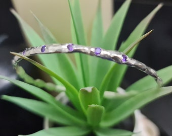 Amethyst Sterling Silver Bangle: February Birthstone Cuff