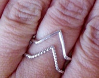 Gold Knuckle Rings Set: Chevron Midi Stacking Rings