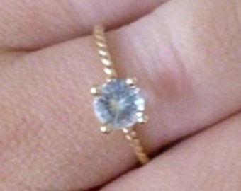 Aquamarine Ring - Prong Ring - Gold Ring - Round Ring - March Ring - Birthstone Jewelry - Promise Ring - Birthstone Ring,
