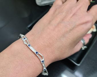 Sterling Silver Family Birthstone Bangle Bracelet
